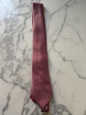 Hermes 100% silk pattern men’s red tie